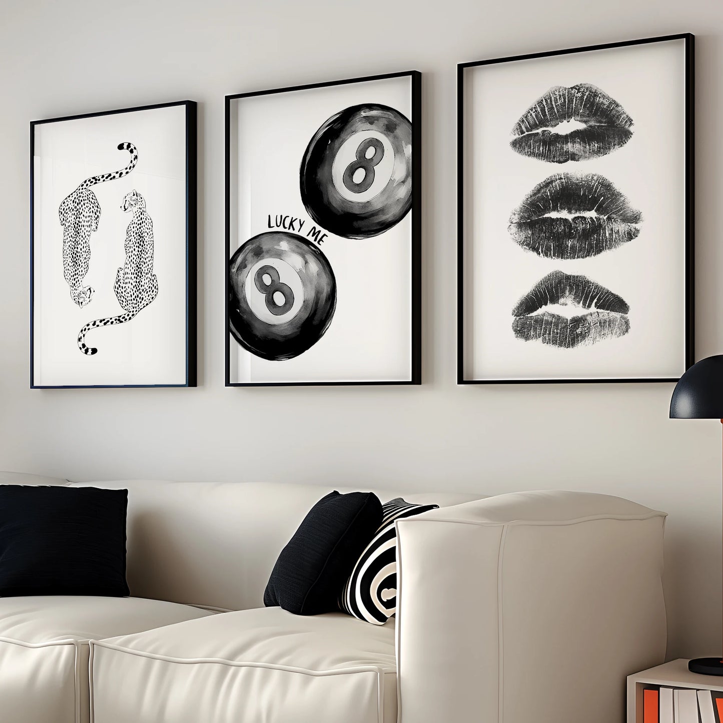 Billiards 8-Ball Cheetah Lip Canvas Wall Art | Home Decor