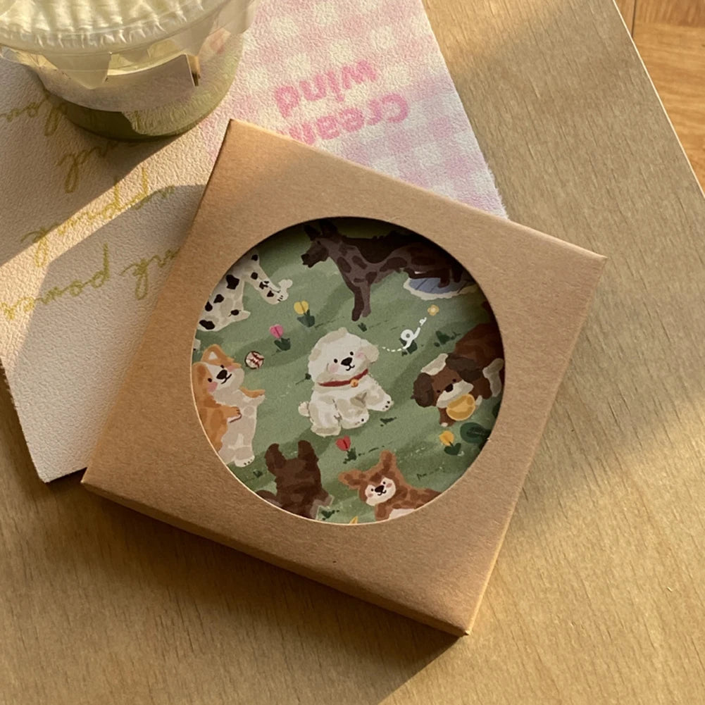 Ceramic Coaster Cute Dog Round Coaster For Drink Round Premium Absorbent Ceramic Dog Lover Coaster For Home Decor Coffee Shop Peaceful Pleasures Health and Wellness