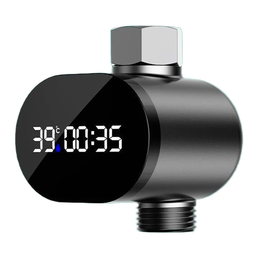 Black Shower Temperature Display LED Digital Water Flow Power
