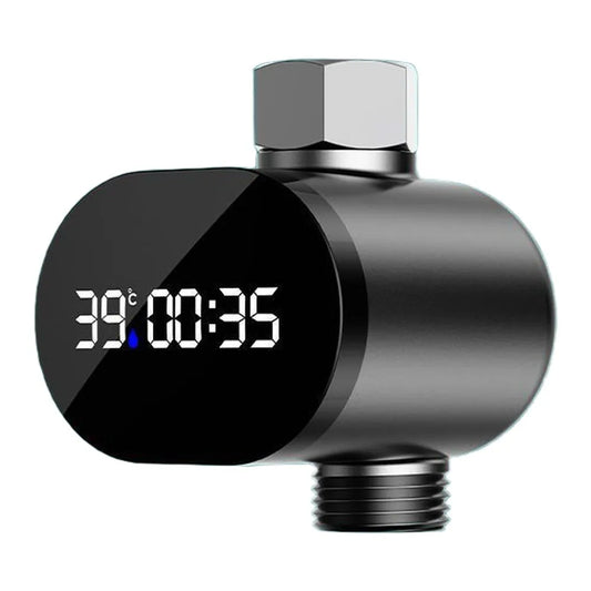 Black Shower Temperature Display LED Digital Water Flow Power Peaceful Pleasures Health and Wellness Black 1