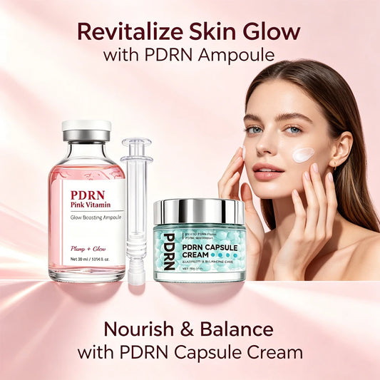 PDRN Pink Vitamin Glow Boosting Ampoule, PDRN Capsule Cream 100,Hydrating Face Moisturizer, Firming & Nourishing Skincare Set Peaceful Pleasures Health and Wellness
