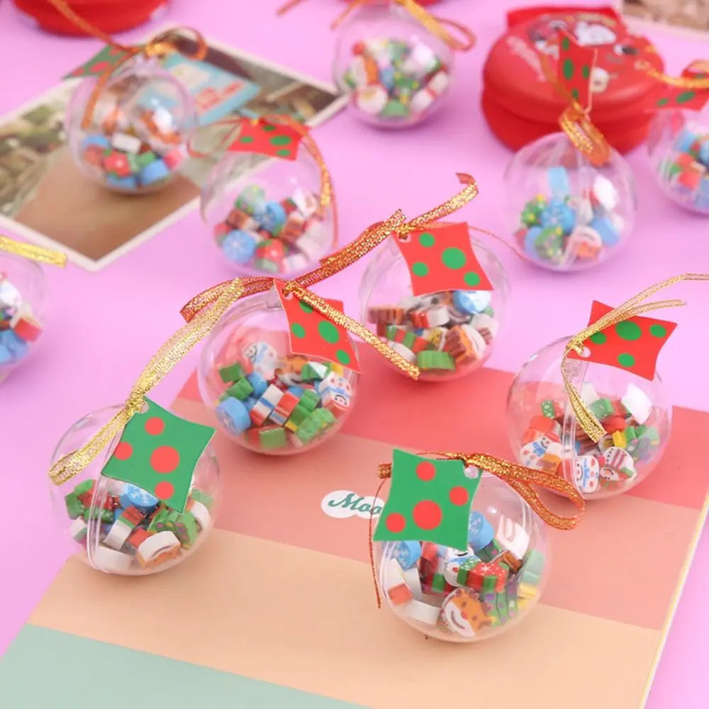 Kawaii Christmas Mini Eraser Ball Set – 22pcs Santa & Snowman