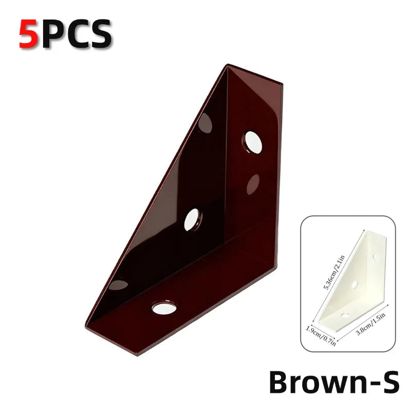 5-Pack 90° Steel Angle Brackets – L-Shape Corner Brace Set