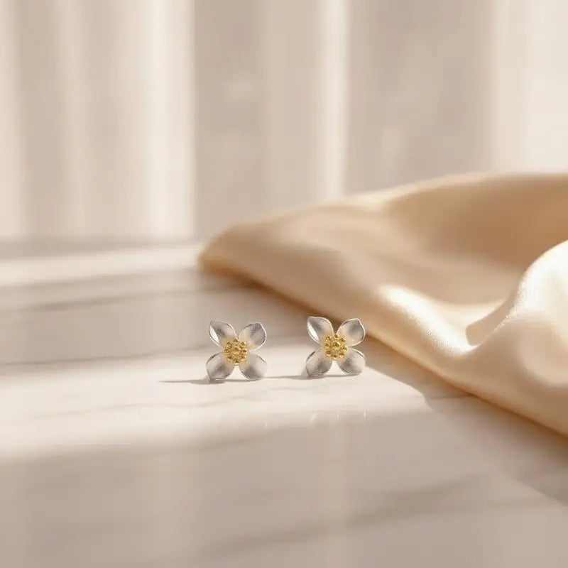 Mini Matte Flower Stud Earrings – Light Luxury Fine Jewelry 2pcs