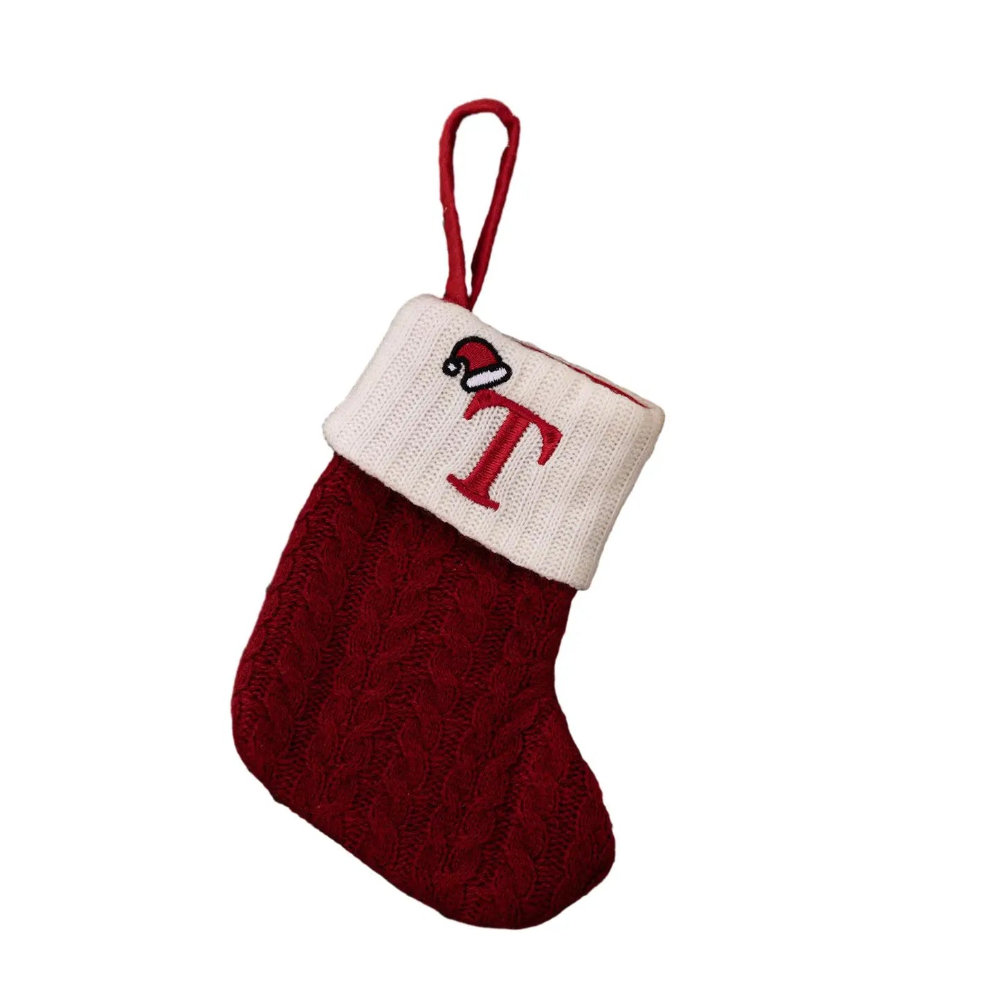 Knitted Christmas Stocking Ornament – Snowflake & Alphabet
