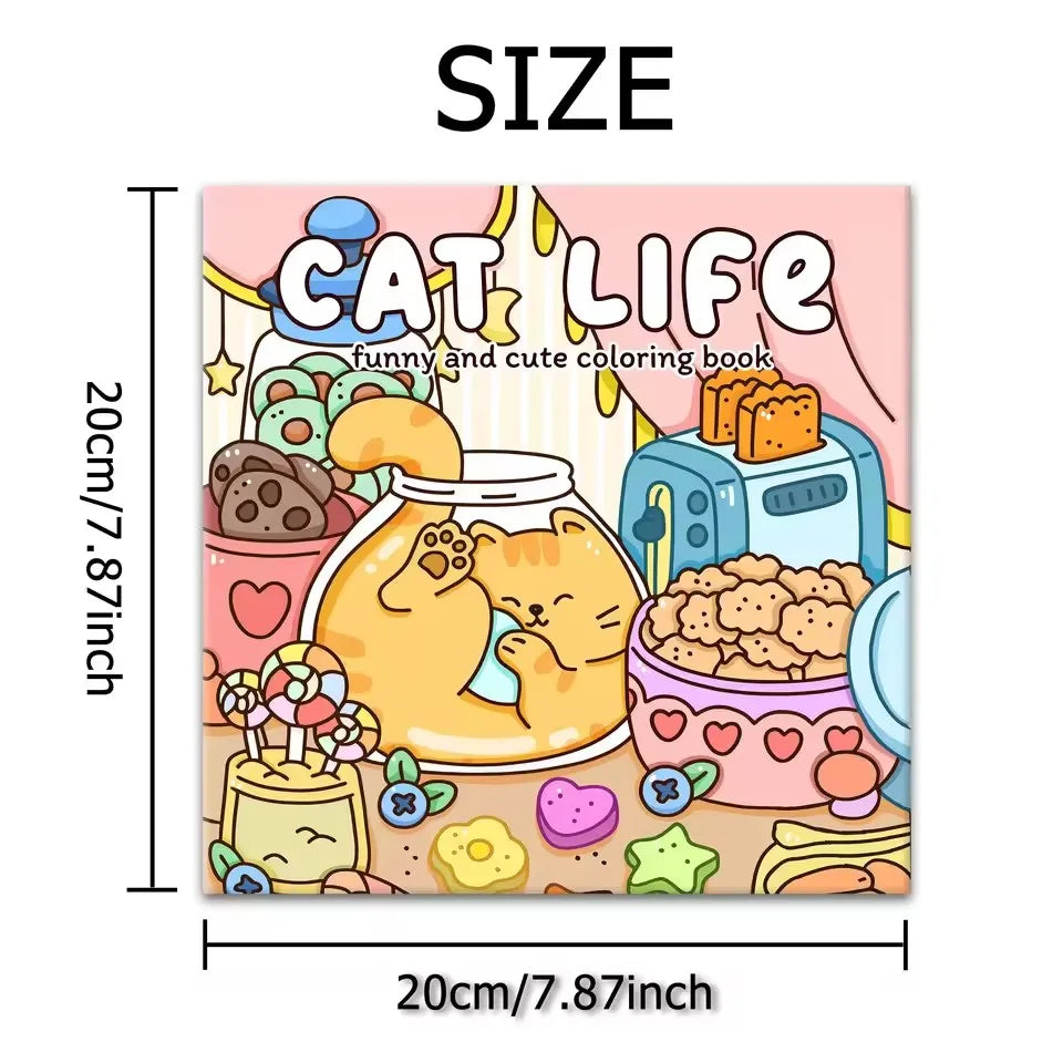 CAT LIFE Bold-easy Patterns Coloring Book Adults Cute Drawing Perfect