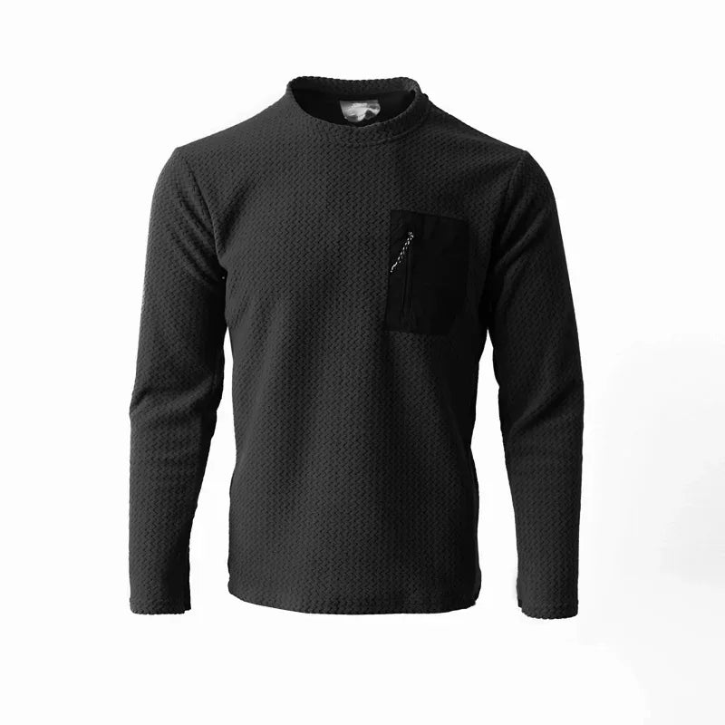 Men's Wave Texture Quick-Dry Long Sleeve Pullover Sweatshirt