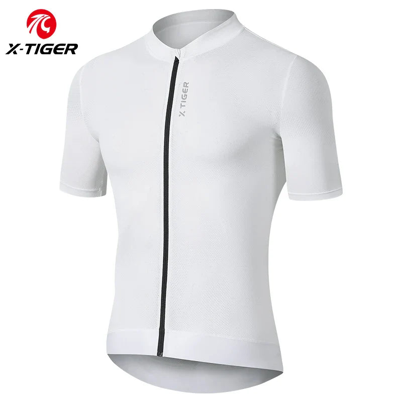 X-TIGER Men's Short Sleeve Cycling Jersey | Full Zip & Pockets