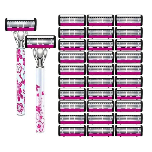 6-Blade Manual Razor for Women – Easy Blade Replacement Women's Manual Razor Peaceful Pleasures Health and Wellness