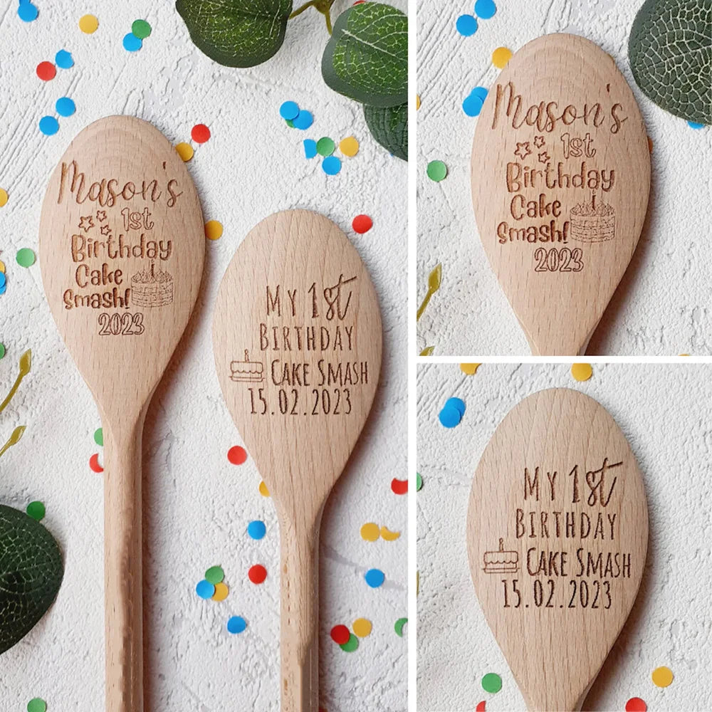 Personalised Engraved Wooden Spoon | First Birthday Keepsake Personalised Keepsake Spoon Peaceful Pleasures Health and Wellness