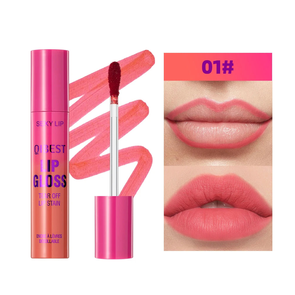QIBEST Peel Off Red Lip gloss Lip Outline Contour Tattoo Lip Stain Lasting Transfer Resistant Tear Off Peel Off Lipstick Makeup Peaceful Pleasures Health and Wellness 01