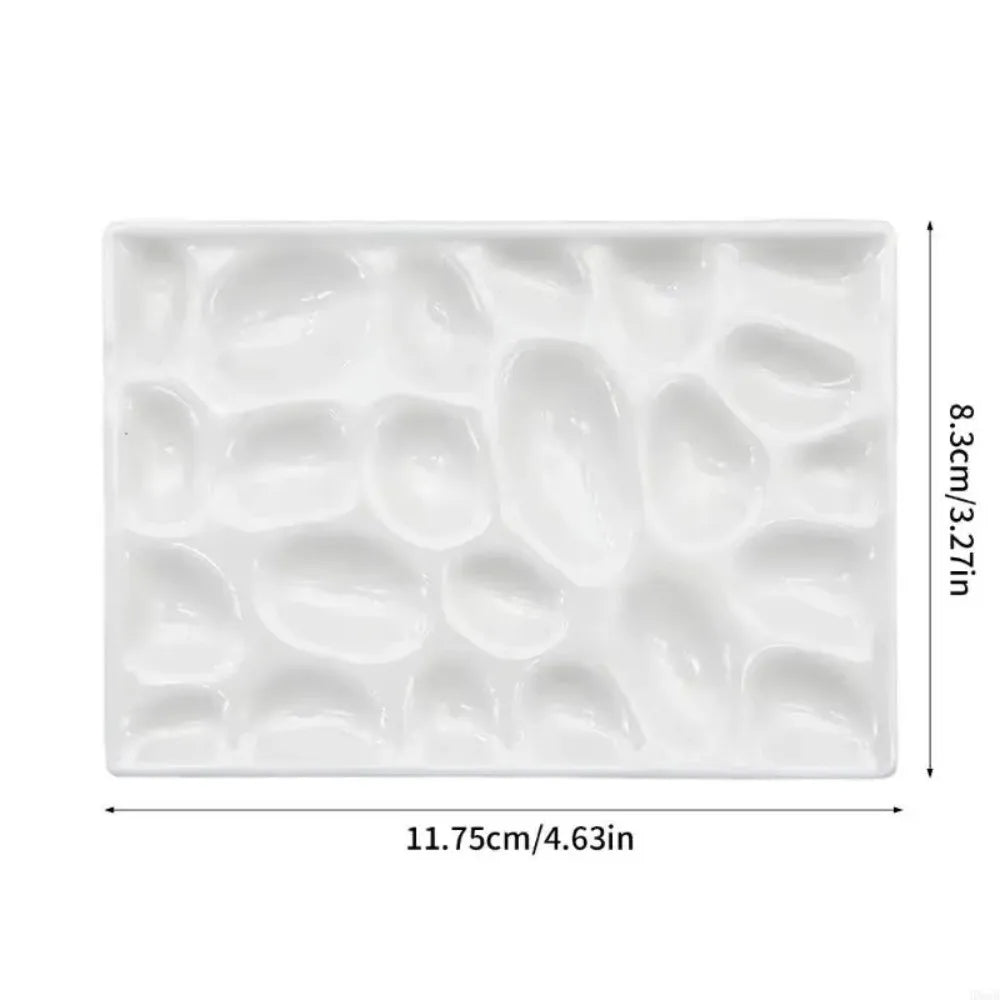 Multi Compartment Ceramic Paint Palette Professional Smooth Surface Rectangular Pothole Pigment Tray DIY Easy To Rinse Peaceful Pleasures Health and Wellness