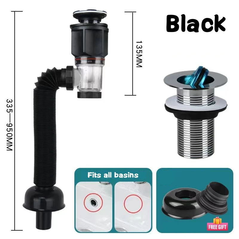 Flip-Top Anti-Odor Flexible Sink Drain Pipe Set | Kitchen & Bath