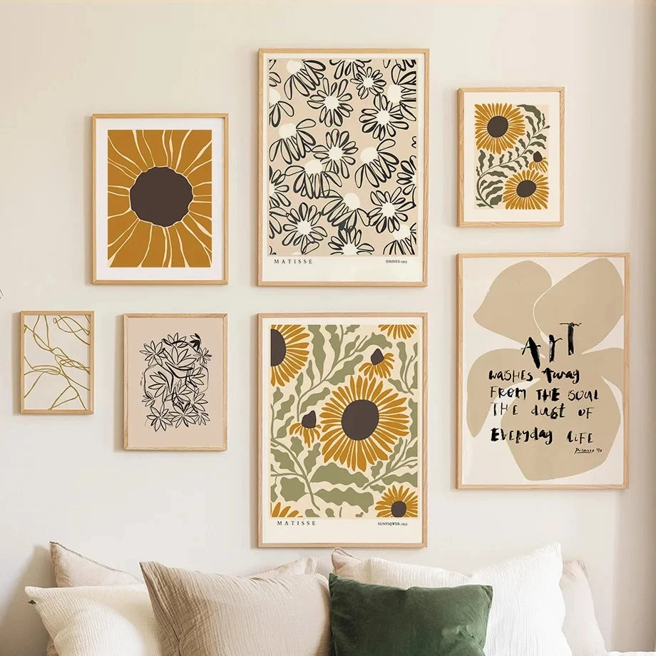 Minimalist Boho Canvas Wall Art | Nordic Abstract Matisse Print