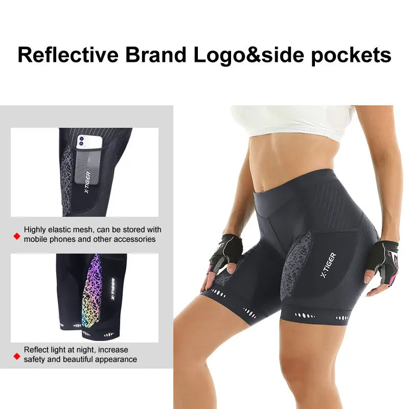 X-TIGER Women's Padded MTB Cycling Shorts – UPF 50 & Pockets