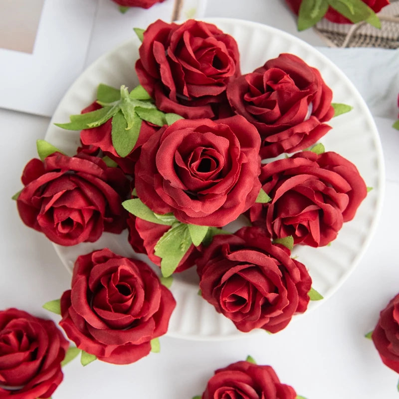 Artificial Silk Rose Heads 25/50pcs – Wedding & Party Decor