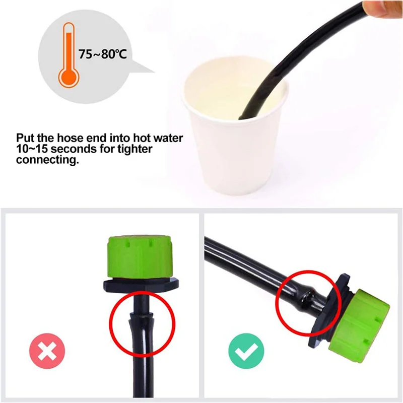 200-Pack Adjustable 1/4" Micro Drip Irrigation Emitters Anti-Clog