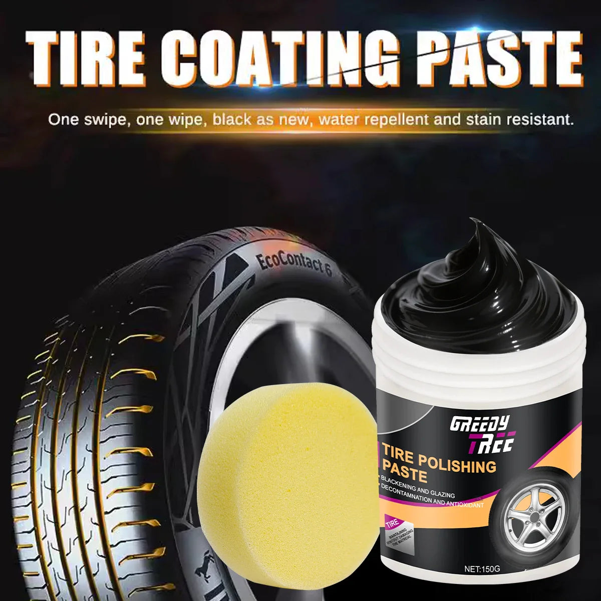 Black Enamel Tire Polish Paste – Quick-Dry Shine Restorer