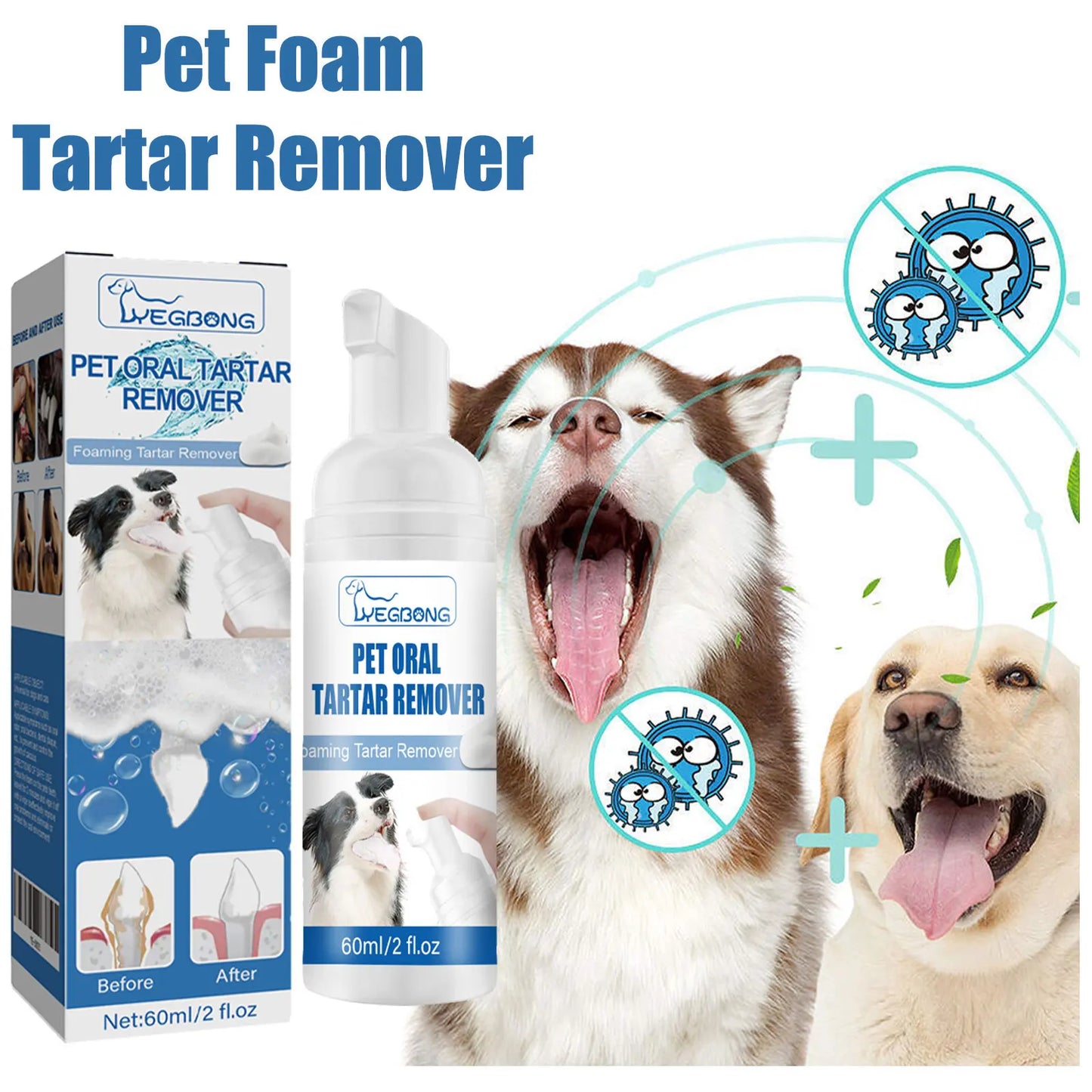 Pet Oral Foam Spray – No-Brush Tartar Remover for Dogs & Cats