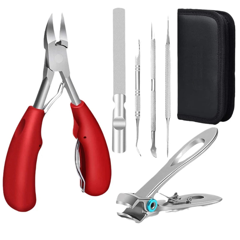 1/5/6/7PCS Ingrown Toenail Clipper Set, Heavy Duty Beak Nail Cutter, Slant Edge Nail Trimmer for Thick Nails Pedicure Tool Nails Peaceful Pleasures Health and Wellness 6PCS red