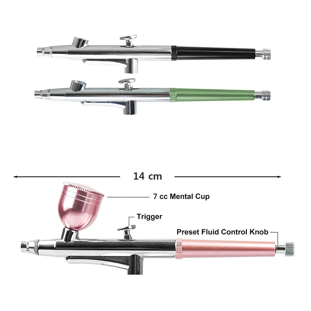 Portable Airbrush Head with 0.3mm Nozzle - Dual Action Spray Gun Adjustable Flow for Model Painting Nail Art Cake Decorating Peaceful Pleasures Health and Wellness