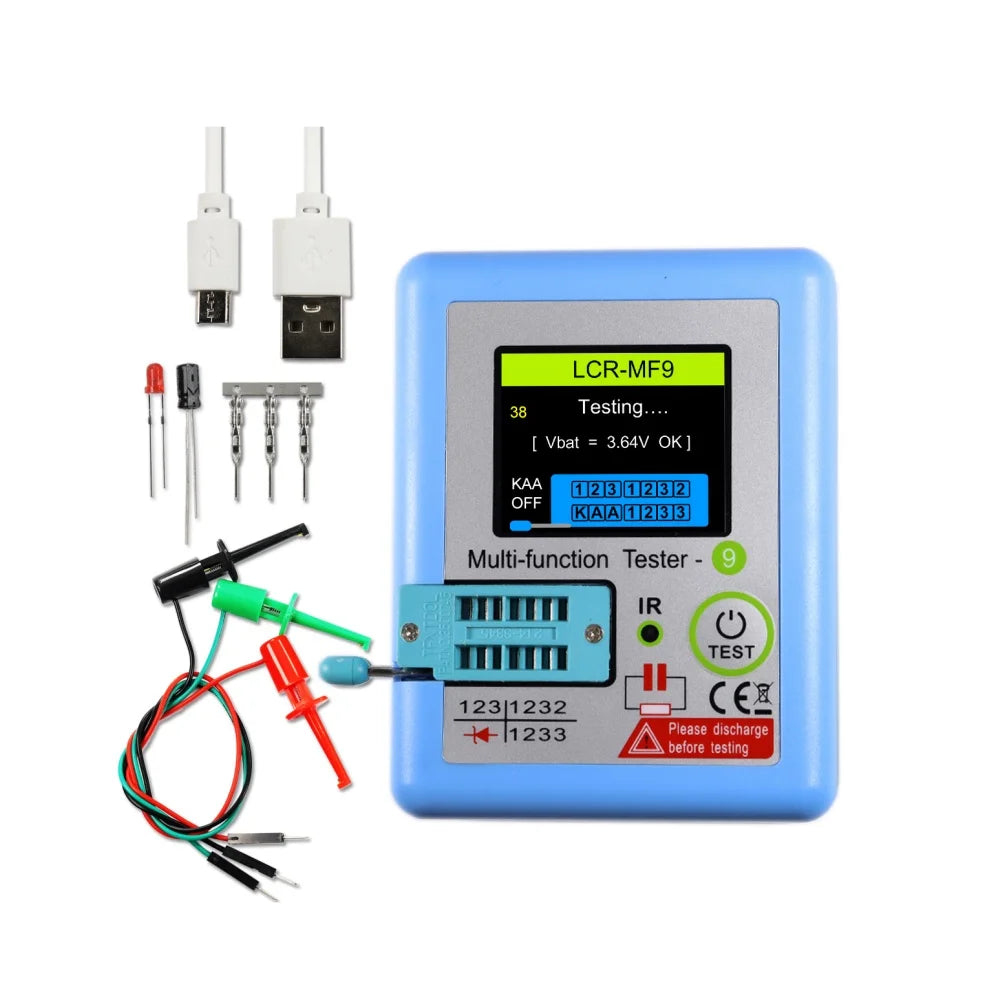 MF9 Transistor Tester Diode Triode Capacitance Resistance Meter 1.8" TFT LCR ESR NPN PNP MOSFET Graphic Display Peaceful Pleasures Health and Wellness LCR-MF9
