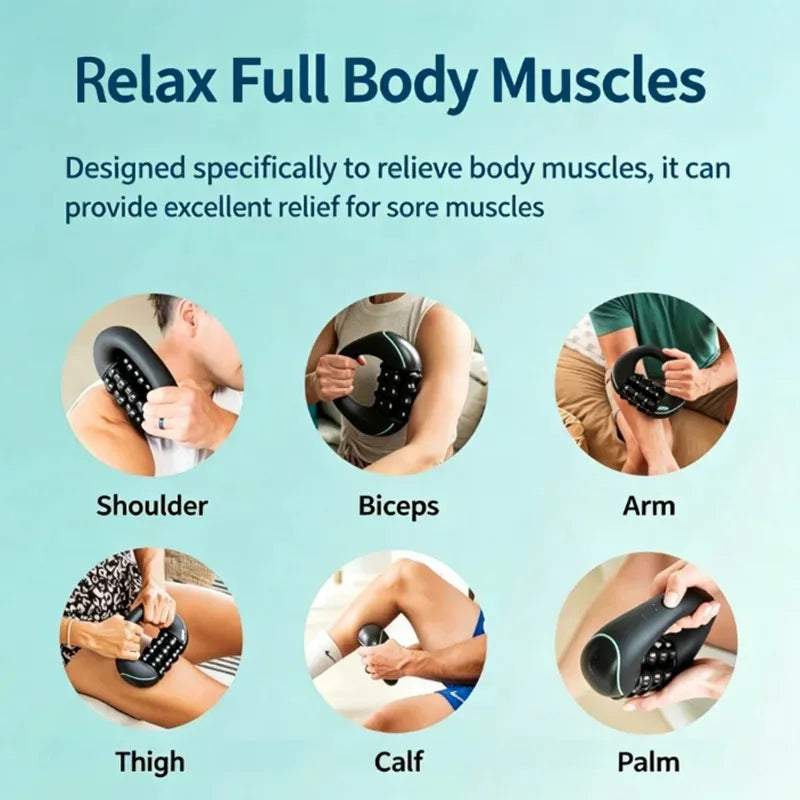 Whole Body Silicone Roller Massager Handheld Electric Muscle Relaxation Fascia Massage Roller Pain Relief Peaceful Pleasures Health and Wellness