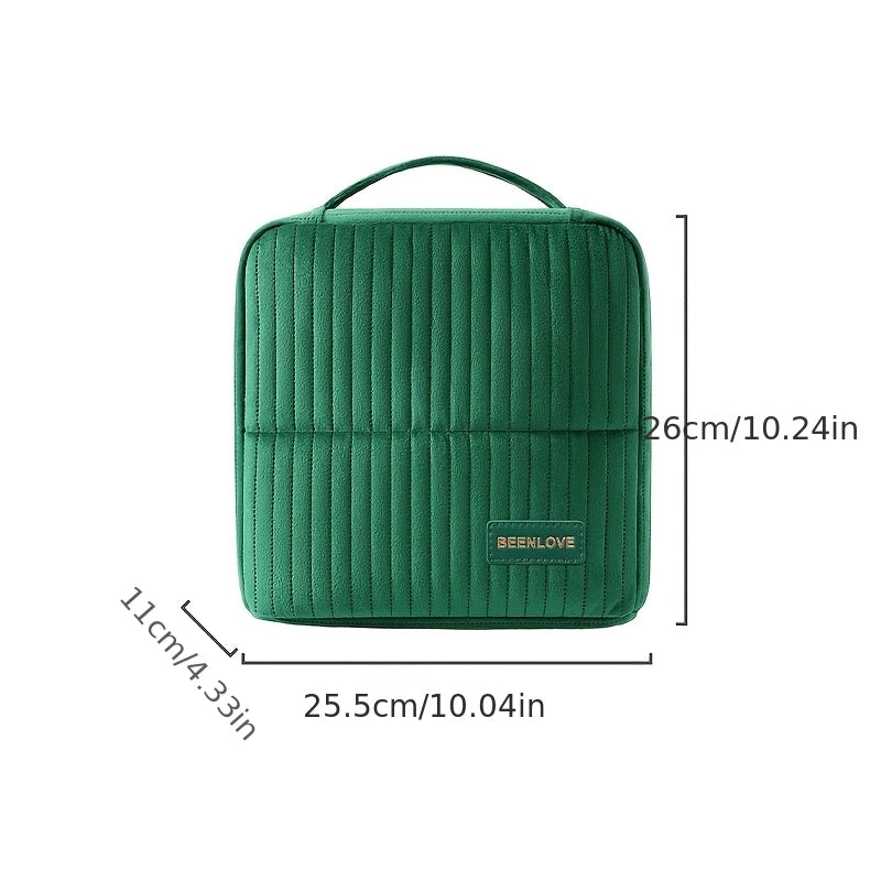 Large Vertical Travel Makeup Bag & Brush Organizer for Women
