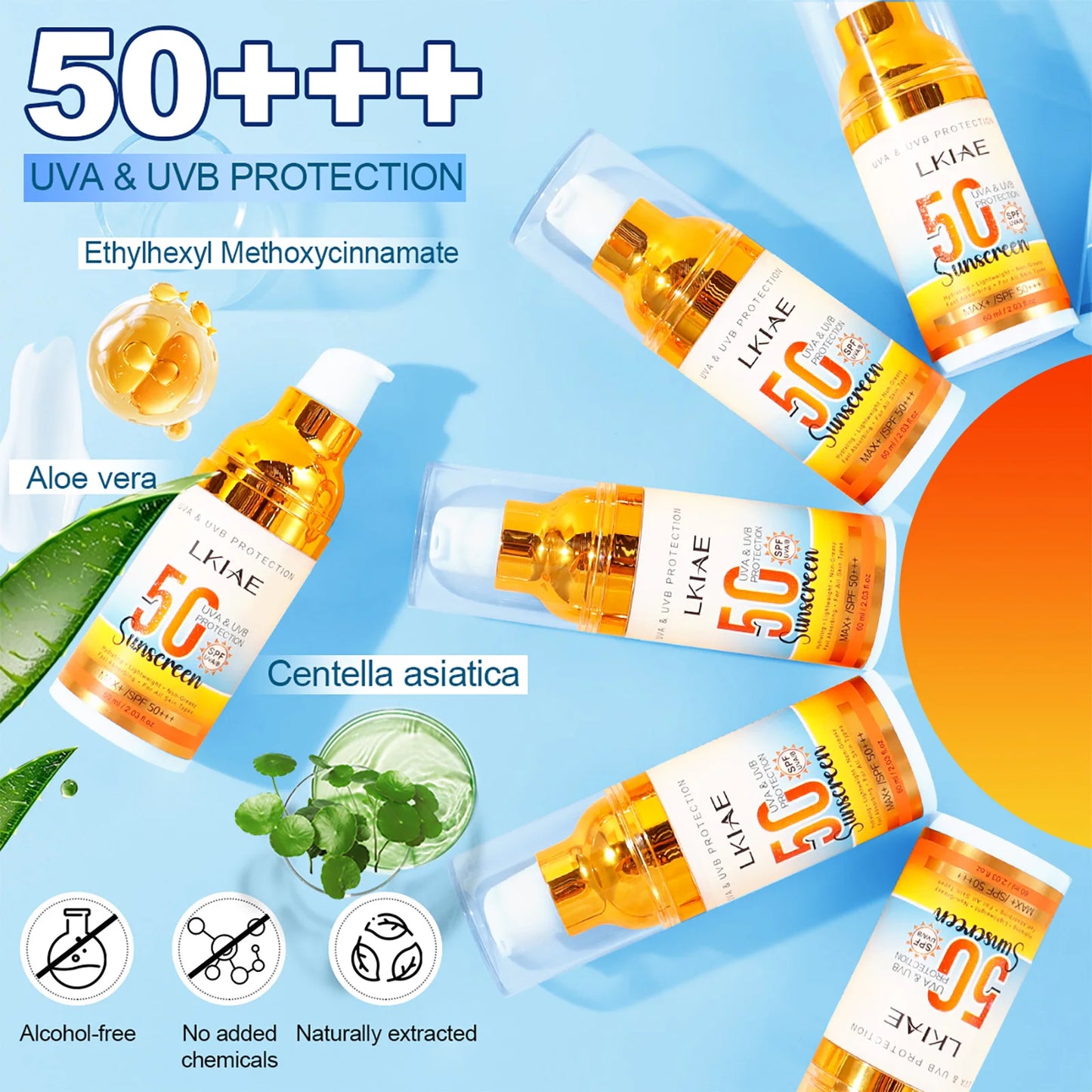 AILKE SPF 50+ Sunscreen Aloe Vera – UVA/UVB Protection 60ml