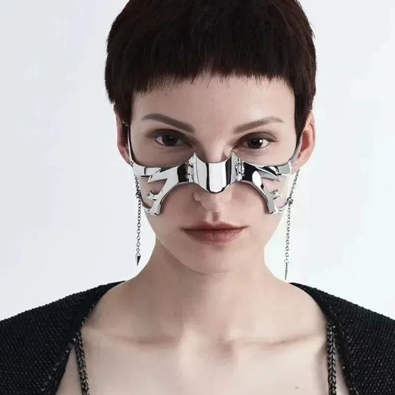 Metal Alien Face Mask Ear Cuff Lip Ring Punk Jewelry Unisex