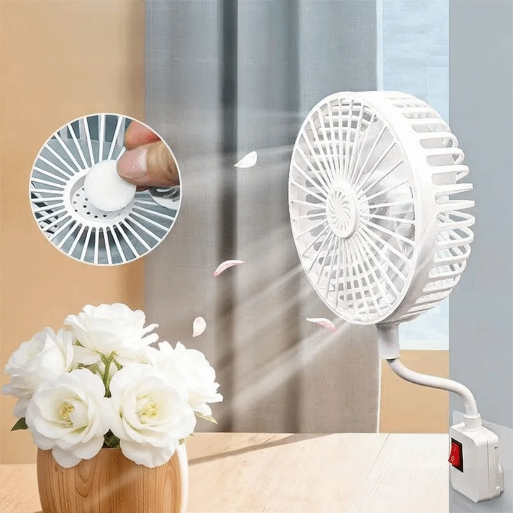 360° Rotatable Wall Socket Fan – Low Noise, Energy Saving