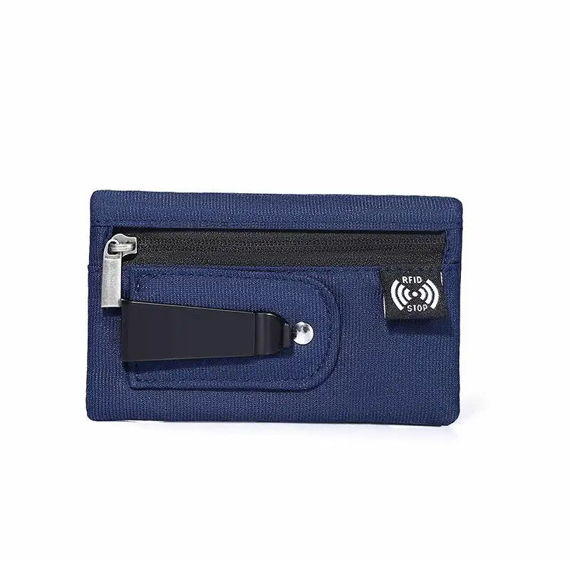 RFID Slim Nylon Wallet with Zipper & Carabiner Clip
