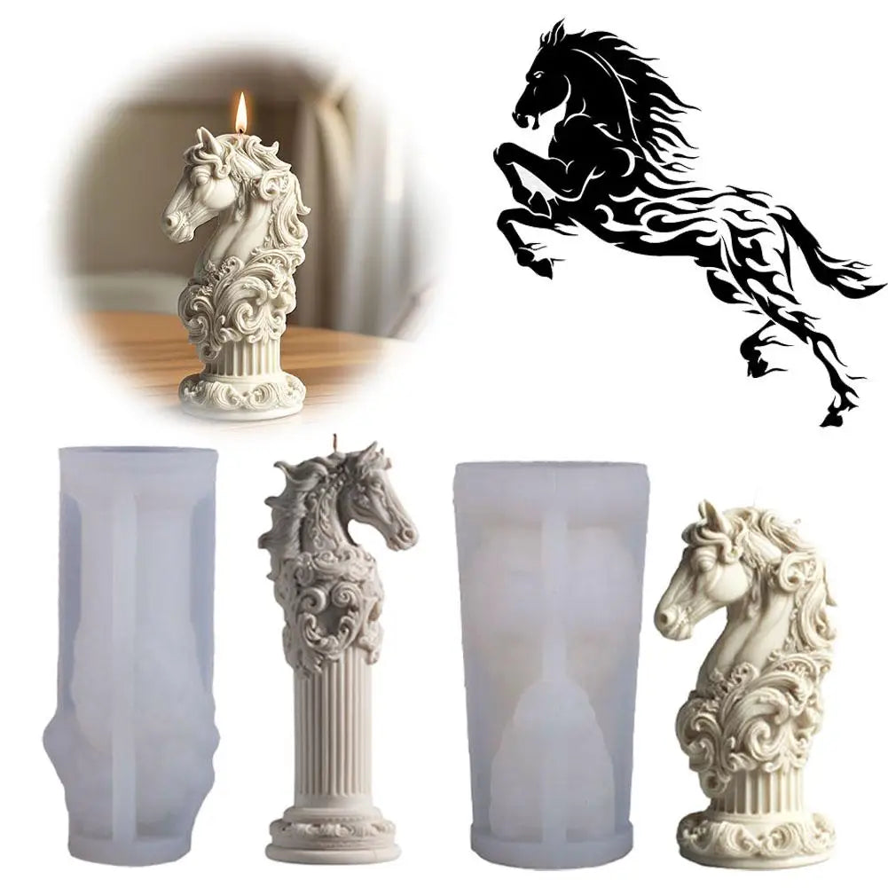 3D Horse Silicone Candle Mold – DIY Cylinder Craft Mold