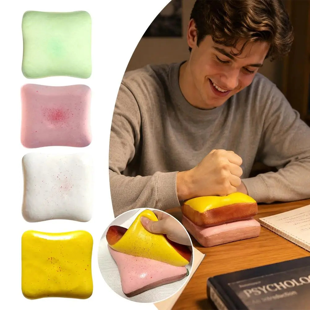 Toast Squishy Slow Rebound Fidget Toy – Soft TPR Squeeze