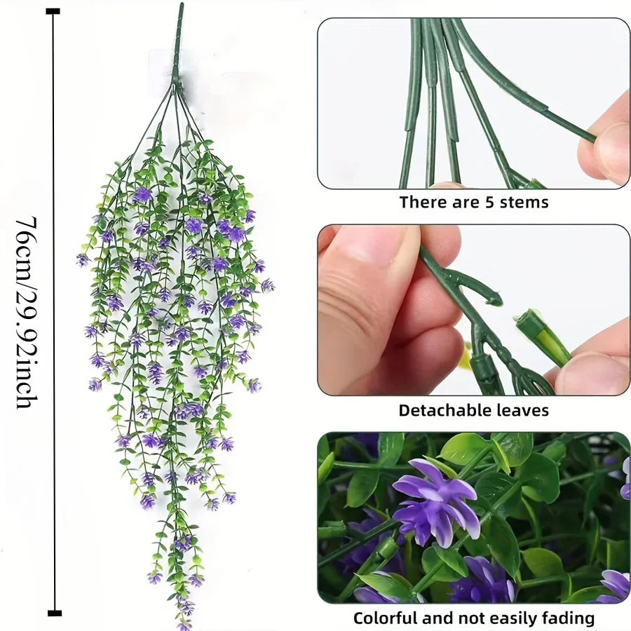 3pcs Artificial Hanging Plants UV Resistant Faux Eucalyptus Vine