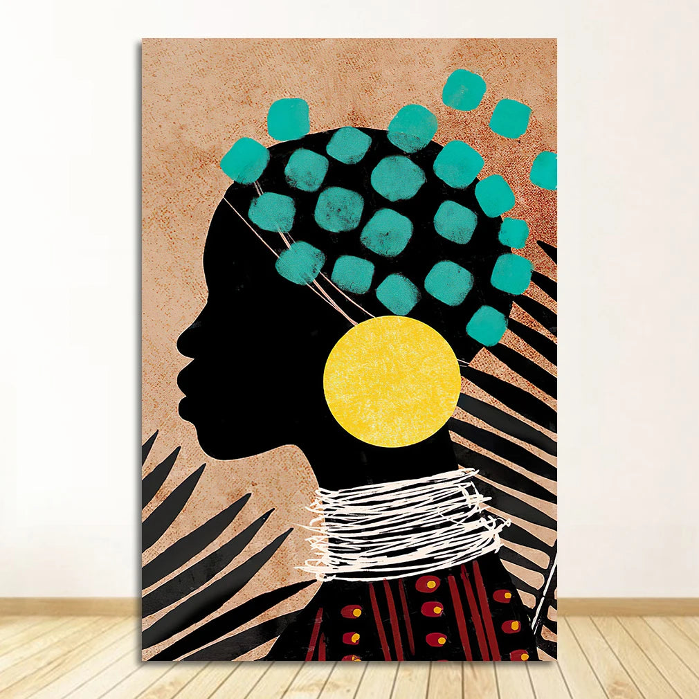 African Tribal Abstract Canvas Wall Art | Nordic Poster Print