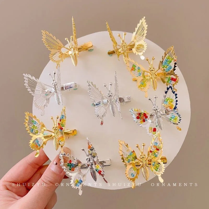 1/2pc 3D Movable Butterfly Shaped Hair Clip Metal Hollow Metallic Flying Butterfly Barrette Kit Hair Accessories silver gold Peaceful Pleasures Health and Wellness