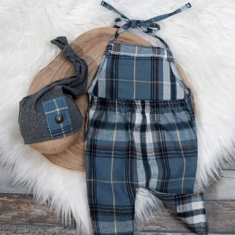 Newborn Boy Photography Outfit Set – Romper & Hat 0–6M