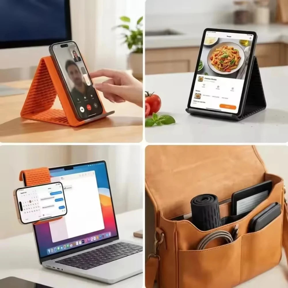 Flexible Foldable Silicone Phone & Tablet Stand | Portable Desk Holder