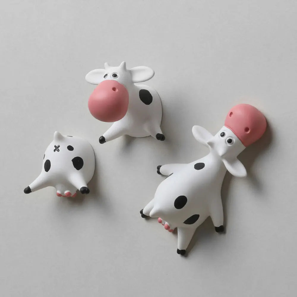 Cow Refrigerator Stickers Lying On Their Stomachs Cartoon Cute 3D Three-Dimensional Resin Magnets Creative Art Design Kitchen Peaceful Pleasures Health and Wellness