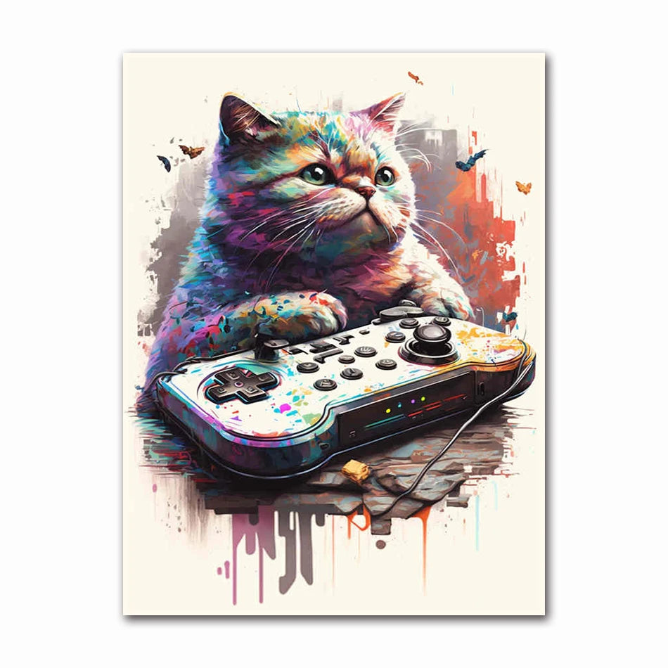 Colorful Game Controller Wall Art Poster Prints Nordic Aesthetic Picture Canvas Painting Gaming Boy Room Home Decoration Peaceful Pleasures Health and Wellness A60557-15 50x70cm Unframed