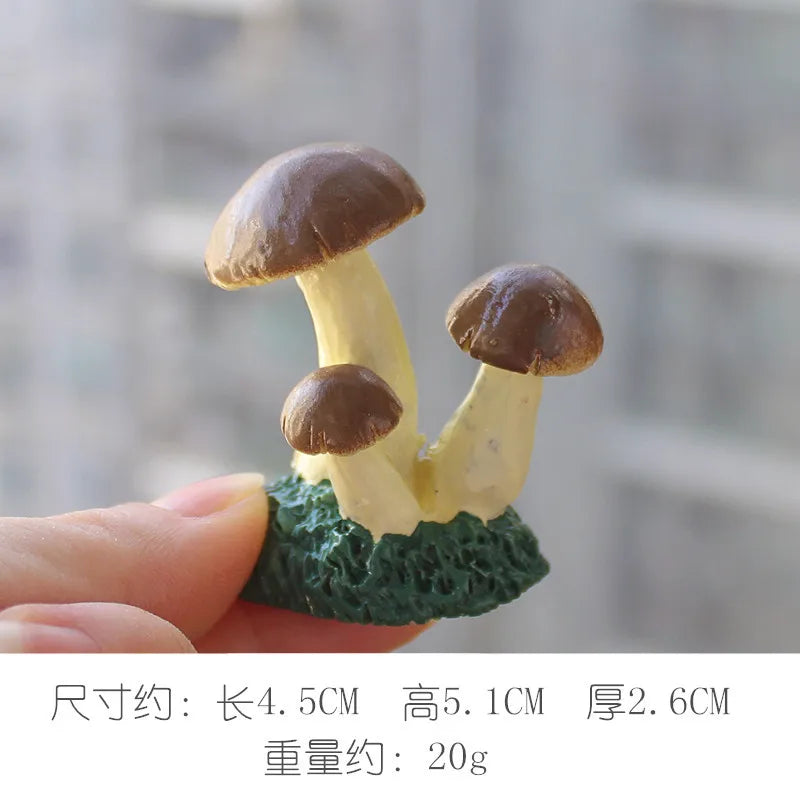 Mini Resin Mushroom Shaped Statue Waterproof Miniature Gifts for Patio Bonsai Dollhouse Fairy Garden Desk Decoration Home Decor Peaceful Pleasures Health and Wellness E