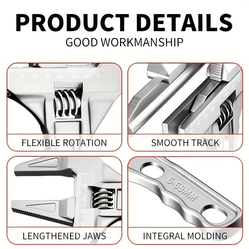 Adjustable Basin Wrench 16–68mm | Bathroom Plumbing Tool