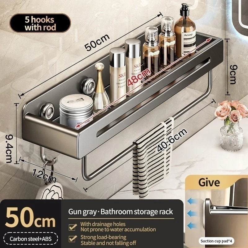 No-Drill Suction Cup Bathroom Wall Shelf & Shampoo Rack