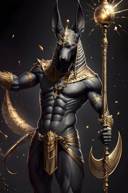 Ancient Egyptian Fantasy Mythology The God Anubis Golden Portrait Posters Print Canvas Painting Wall Art Picture Room Home Decor Peaceful Pleasures Health and Wellness 6 20x30cm Unframed