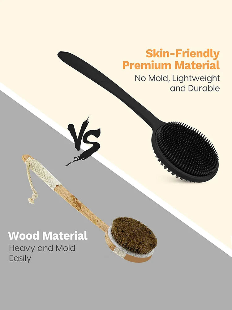 Long Handle Bath Brush & Scalp Massage Brush Set – 2-Piece