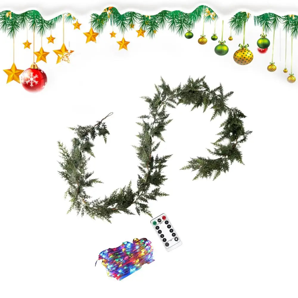 Pre-Lit Cedar Christmas Garland 8.8Ft | Remote Control Lights Christmas Garland Peaceful Pleasures Health and Wellness A China Mainland