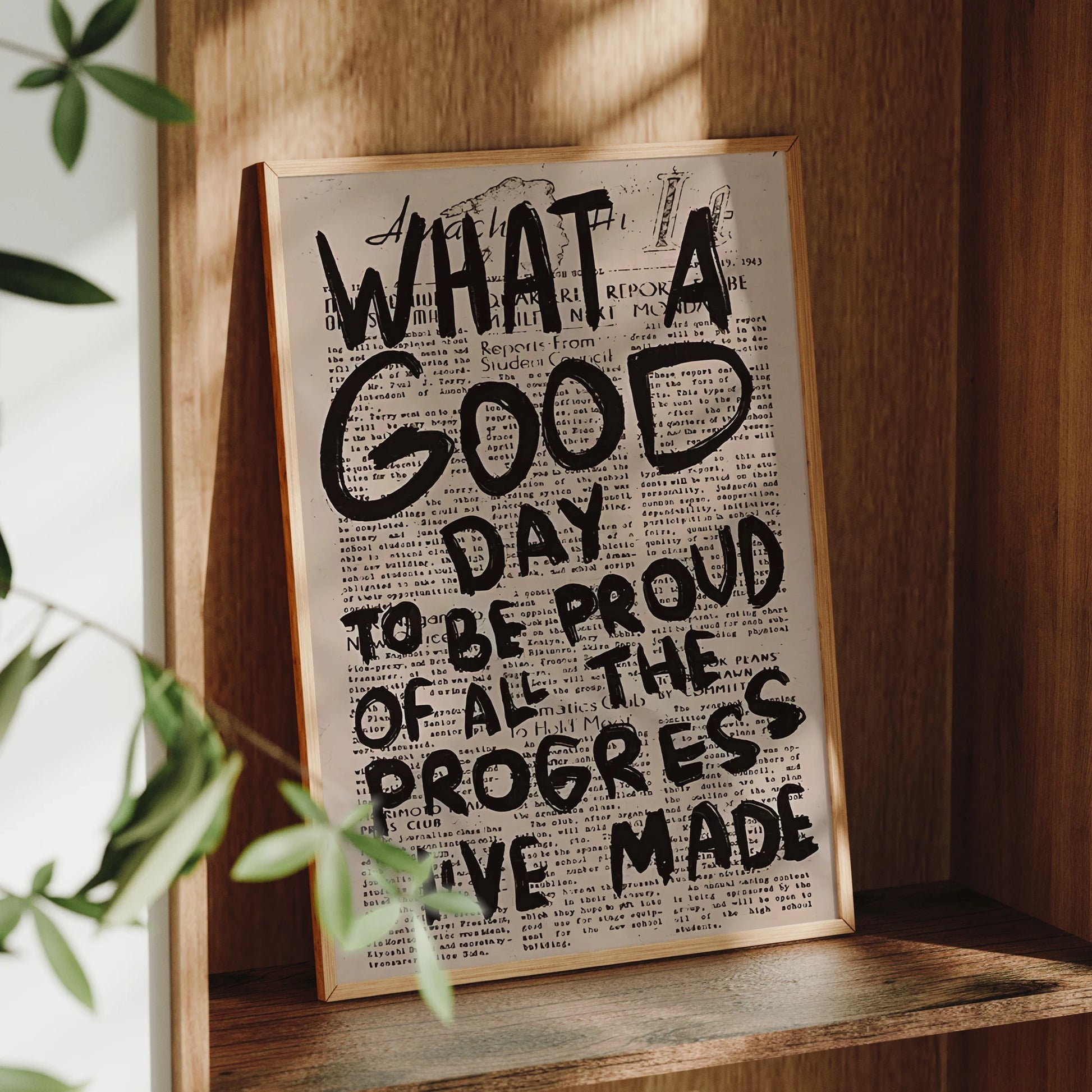 Vintage Newspaper Black Font What A Good Day Wall Art Prints Canvas Painting Poster Picture For Living Room Home Decor Peaceful Pleasures Health and Wellness