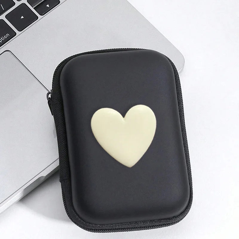 Cross-BorderevaStorage Bag Hard Case Data Cable Packing Box Square Zipper Earphone Bag Digital AccessoriesccdCamera Bag Peaceful Pleasures Health and Wellness White