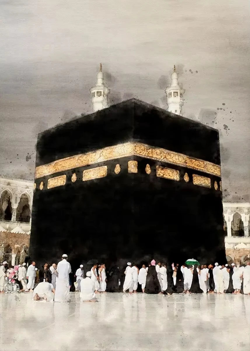 Islamic Mosque Mecca Kaaba Canvas Wall Art Print | Home Decor Canvas Wall Art Peaceful Pleasures Health and Wellness 1-1PC 55x75cm